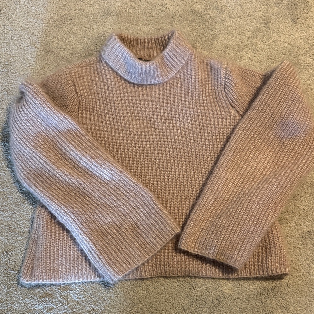 Romeo & Juliet Couture Taupe Turtleneck Sweater size L bell sleeves RUNS SMALL